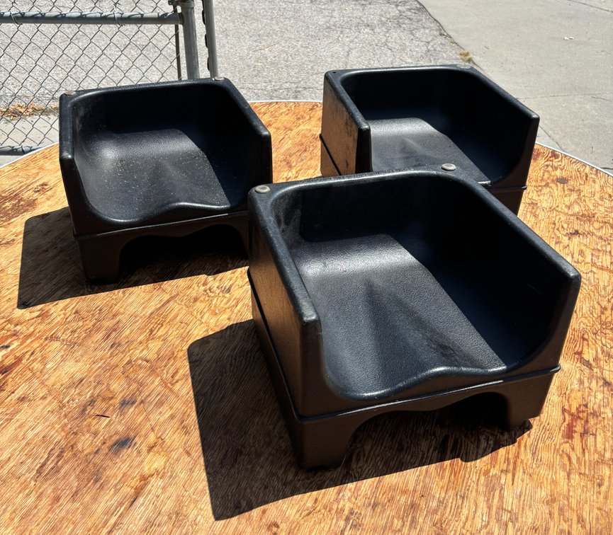 (3) Plastic Stackable Dual Height Booster Seats - Black 
