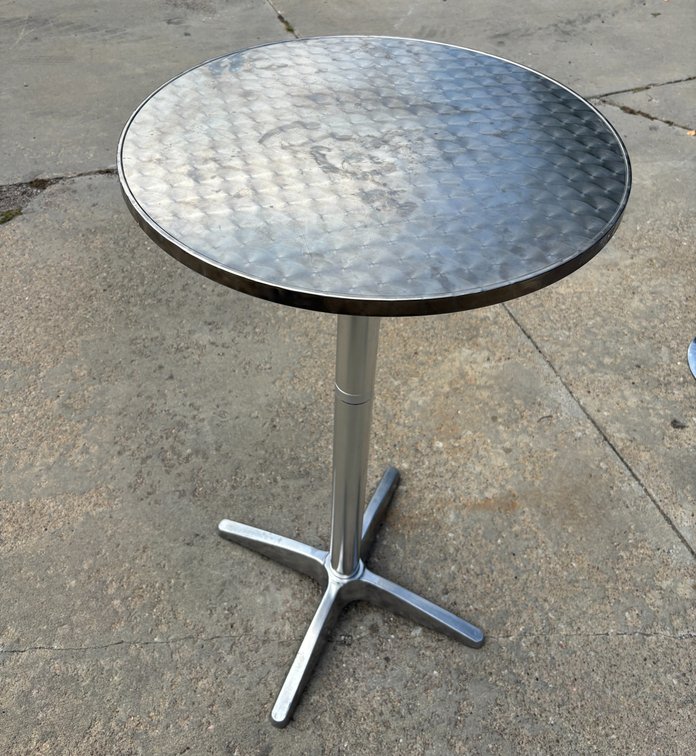 Stainless Steel Top Cocktail Table Round 24" Wide 45" Tall