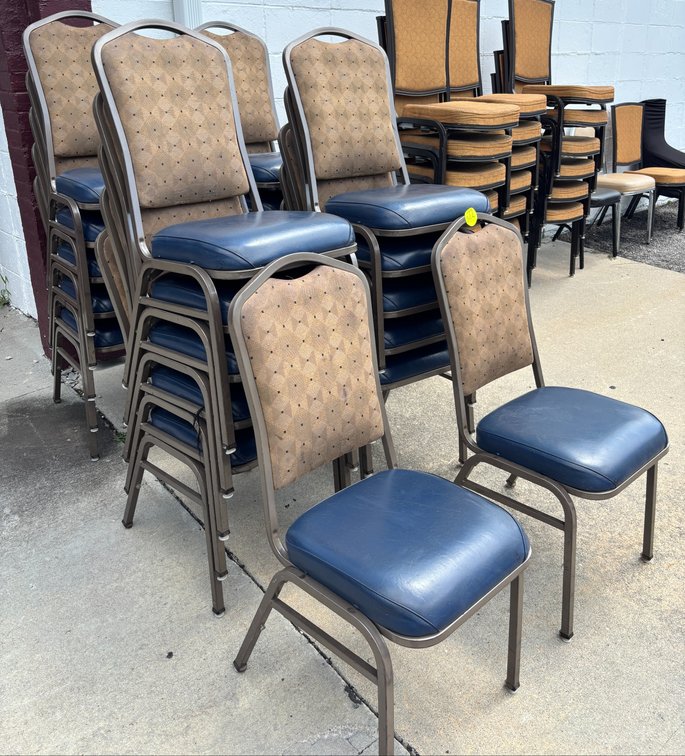 (22) Blue Seat Padded Stacking Banquet Chairs