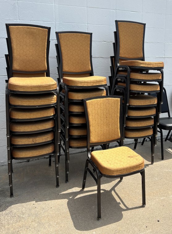 (22) Yellow Seat Padded Stacking Banquet Chairs