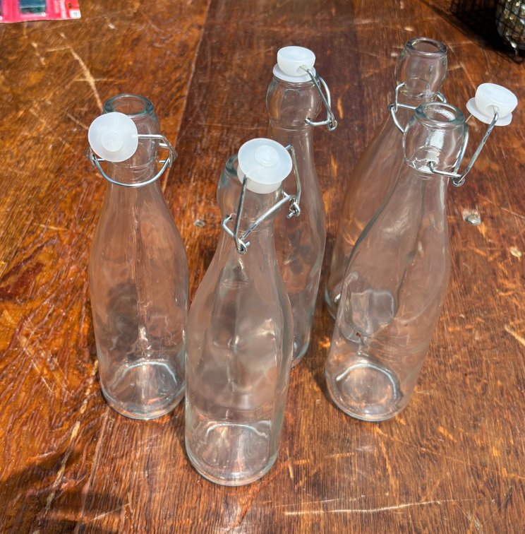 (5) Glass Bottles w/ Swing Stopper