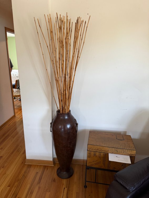 Decorative Vase w/ Bamboo Stalks, 36in, Stalks Approx. 5ft 6in