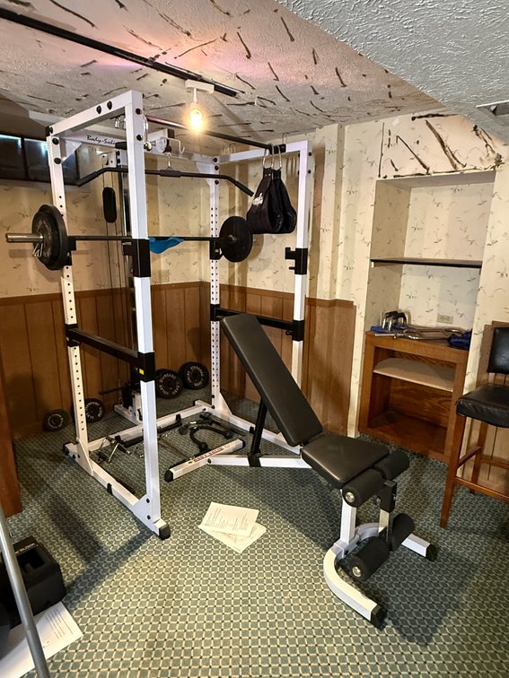 Body-Solid Pro Power Rack PPR-82A ver. 9808 w/ Lat Package, Weight Bench, Weights, Accessories