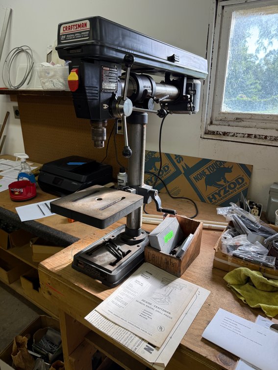 Craftsman 34in, Radial Drill Press, 5-Speed, 1/2in Chuck