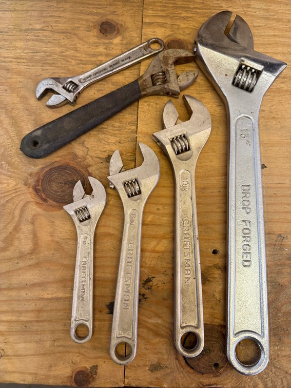 Six Adjustable Wrenches