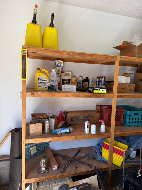 Group of Shop Supplies, Tire Wrenches, Bottle Jack, Cleaners, See Images