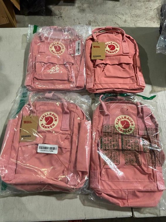 Lot of 4, Kanken Mini 12in Backpacks, Fjall Raven, Pink, Sold High Bid x 4, 15in, All for One Bid