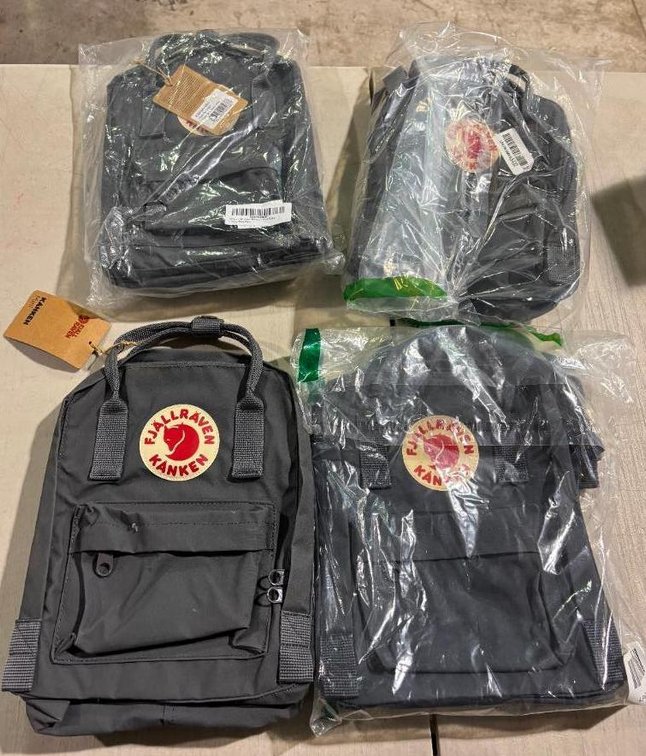 Lot of 4, Kanken Mini 12in Backpacks, Fjall Raven, Super Grey, Style: 23561, All for One Bid