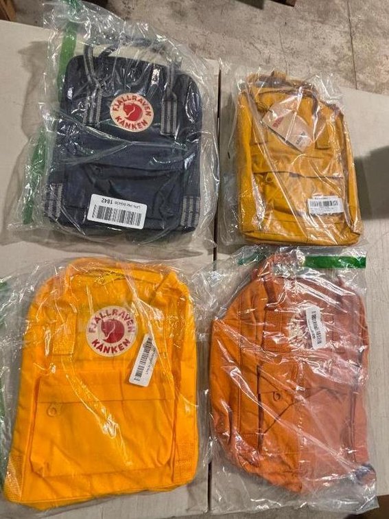 Lot of 4, Kanken Mini 12in Backpacks, Fjall Raven, 3 Colors, 15in, All for One Bid