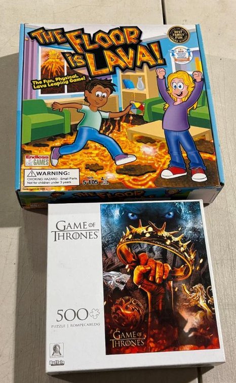 Pair, 500pc Game of Thrones Puzzle & The Floor is Lava Leaping Game