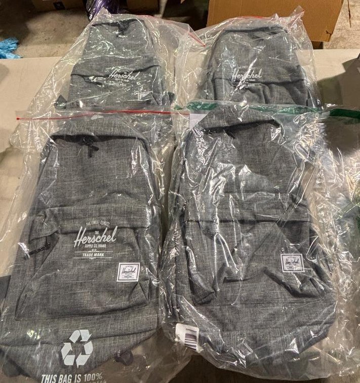 Lot of 4, Herschel Supply Co. Lt Grey X Backpacks, 18in