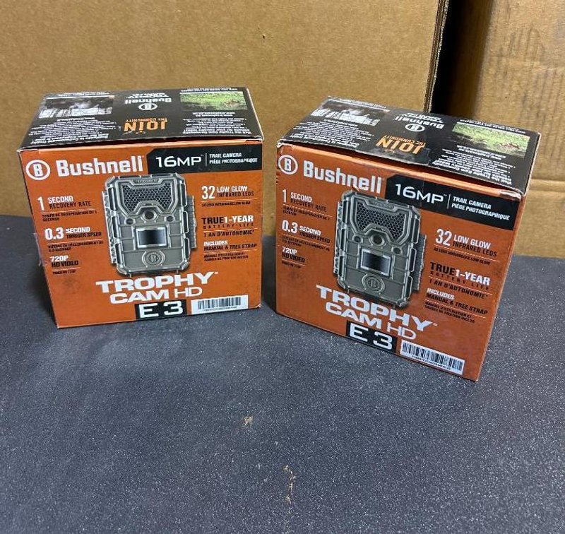 (2) Bushnell 16MP Trophy Cam HD E3 Trail Cameras