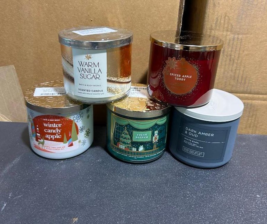 Lot of 5 Bath & Bodyworks 3-Wick Candles