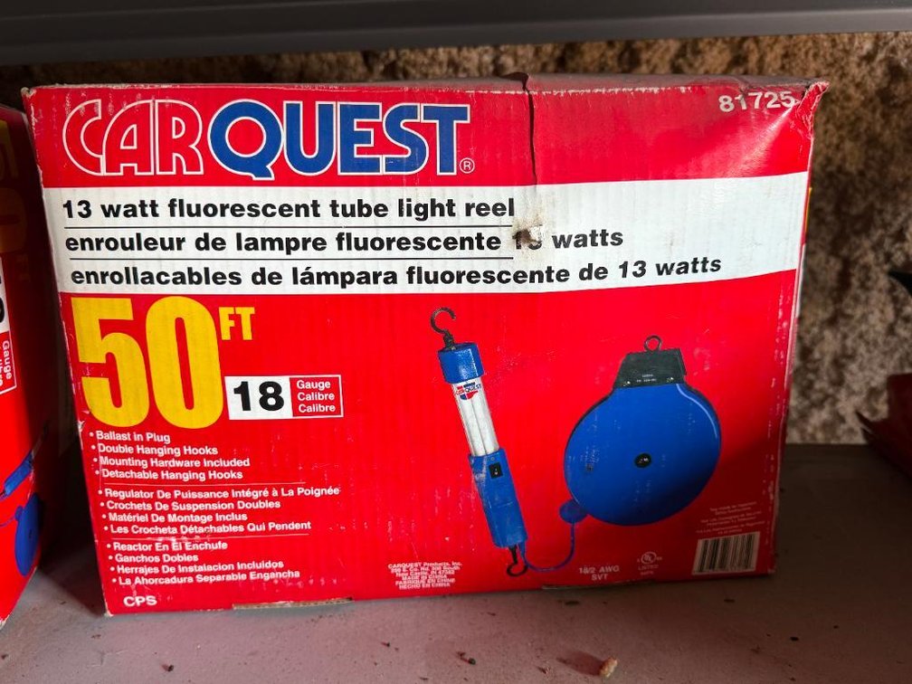 Car Quest 13-Watt Fluorescent Tube Light Reel, 50Ft on Retractable Reel