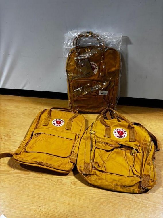  Lot of Qty 3, Fjallraven Kanken Backpacks, Style: 23510, Color: 160-916/Ochre-Confetti Pattern, 15in