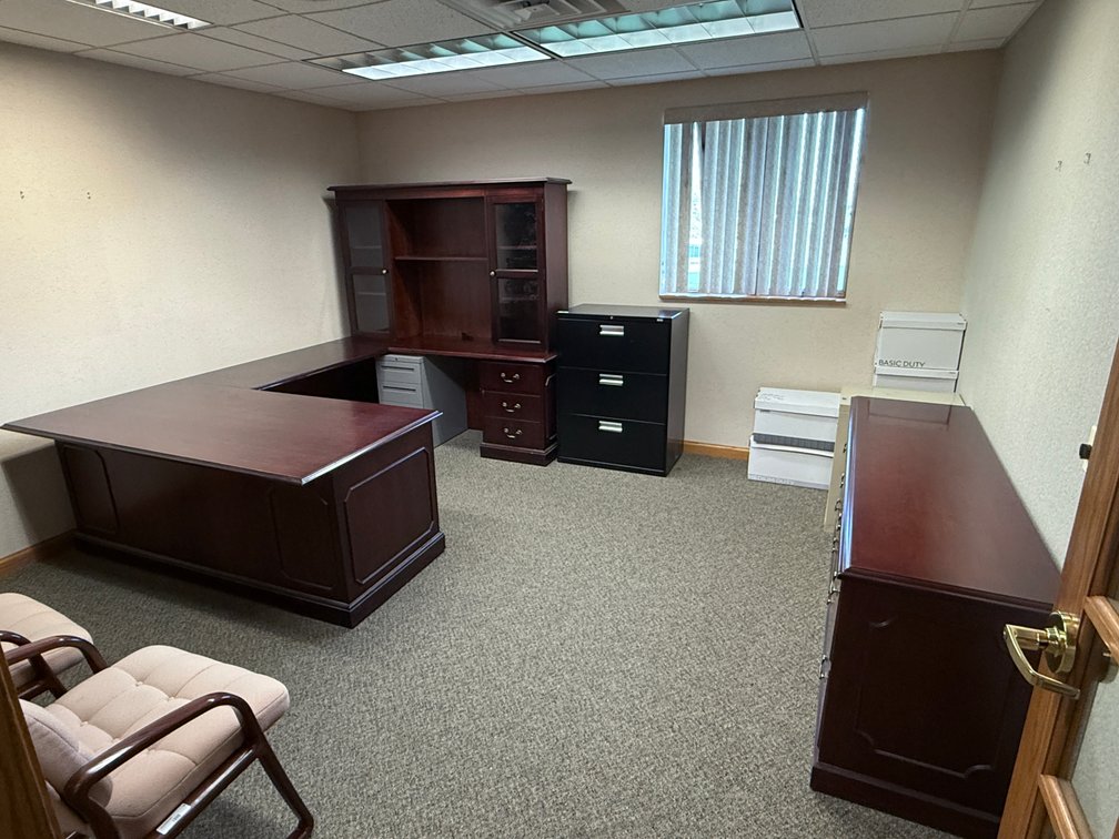 OFS Made in USA - Office Furniture Set, U-Shaped Work Station w/ Desk, Credenza & Storage Shelving