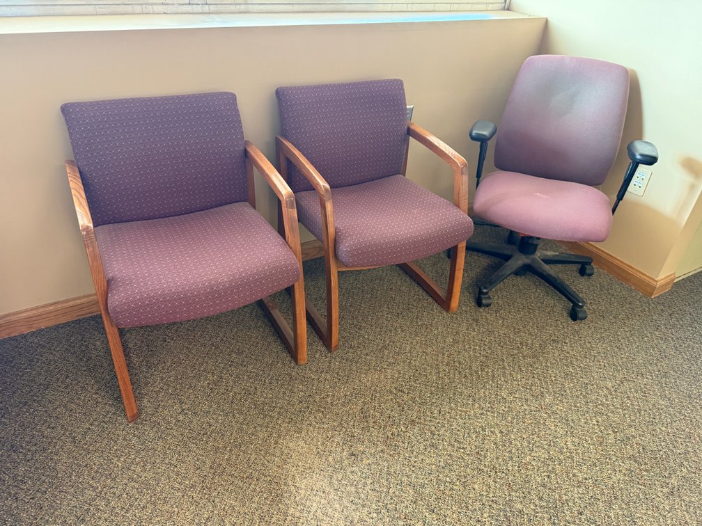 Two Lobby Chairs, Office Chair, Good to Fair Condition
