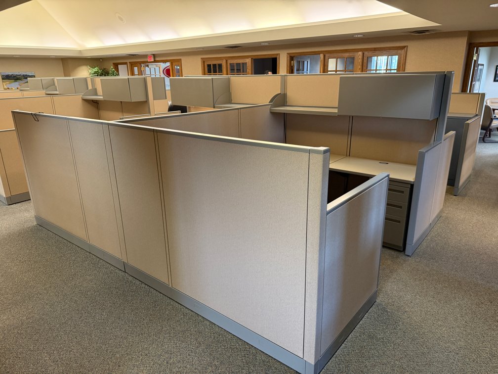 All-Steel Concensys Cubicle System, Quad Units, 4 Workstations w/ Components, Cycle Through Images for Details