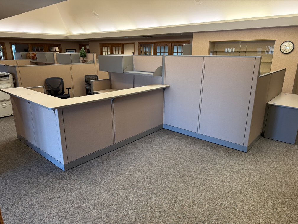 All-Steel Concensys Cubicle System, Quad Units, 4 Workstations w/ Components, Cycle Through Images for Details
