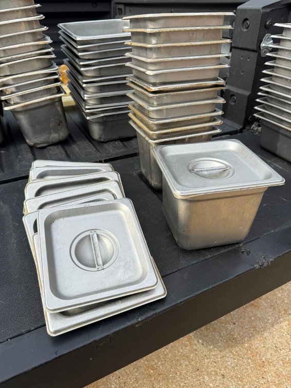 Lot of 12, 1/6-Size Stainless Steel Steam Pans w/ Lids