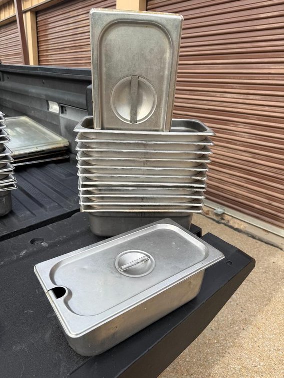 Lot of 12, 1/3-Size Stainless Steel Steam Pans w/ Lids