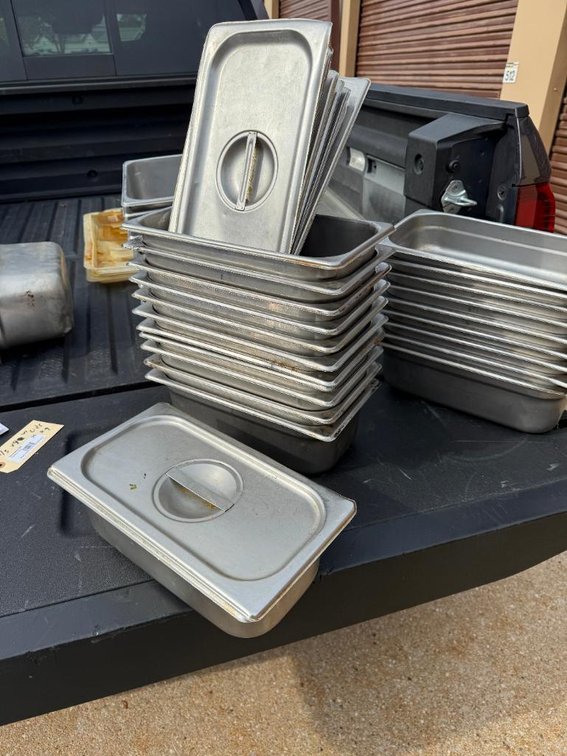 Lot of 9, 1/3-Size Stainless Steel Steam Pans w/ Lids