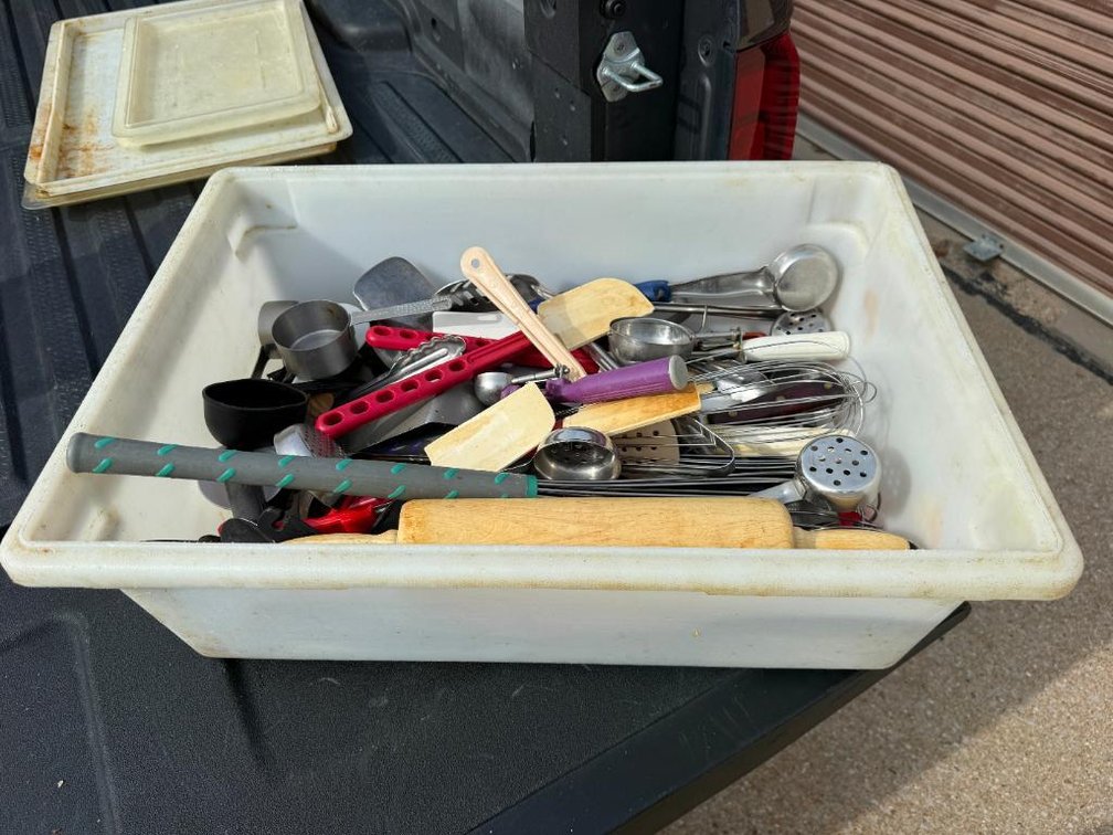 Large Tub of Kitchen Utensils, See Images for Detail