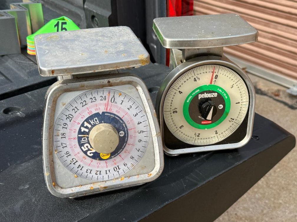 Lot of 2, Kitchen Scales, Taylor 25lb, Pelouze 5lb