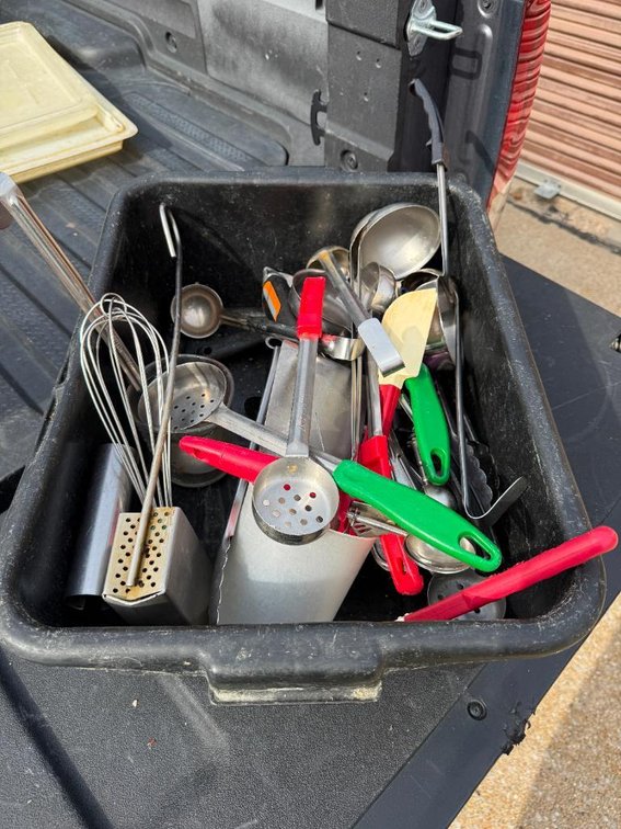 Large Tub of Kitchen Utensils, See Images for Detail