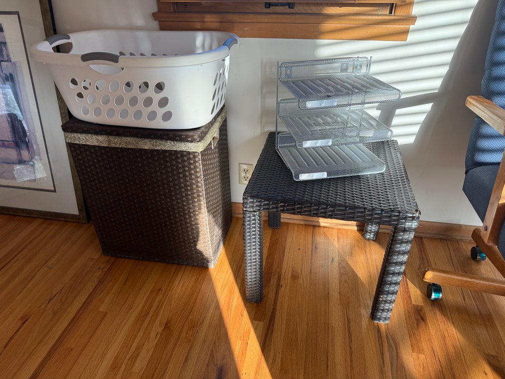 Laundry Hamper, 24in x 20in x 14in, Sterlite Laundry Basket, Mesh Desk Organizer, Wicker Side Table