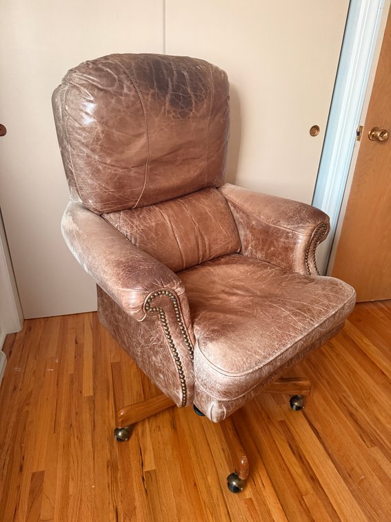Vintage Bradingon Young Executive Office Swivel Tilt Chair, Airline Leather, Adjustable Height