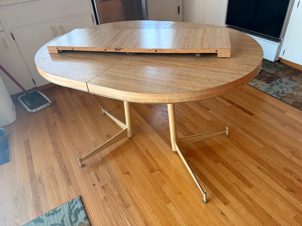 Kitchen Table w/ Leaf, Laminate Wood Top 72in x 42in Approx