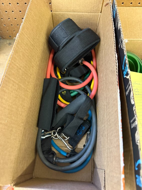 Pro Resistance Band Kit, 5 Bands 10lb to 50lbs, 2 Velcro Straps w/ D-Rings, 2 Nylon Cushion Handles