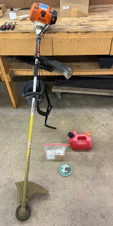 Stihl FS100RX Gas String Trimmer, 1.4HP, 16.5in Width, w/ Extra Carburetor & Coil, Gas Can, Line