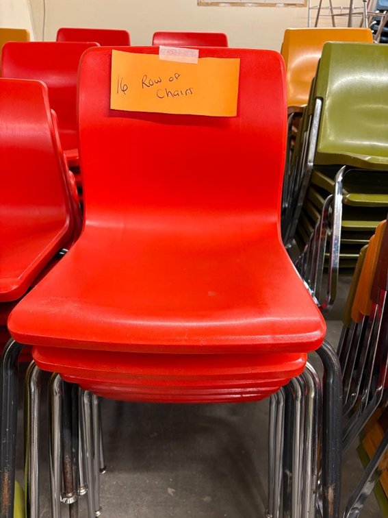 Lot of 16, Molded Plastic & Chrome School Chairs