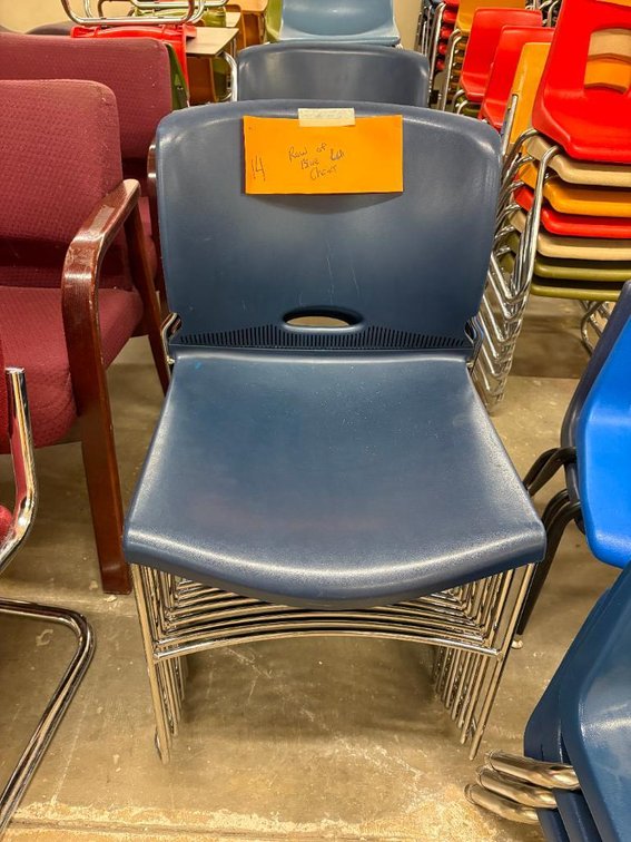 Lot of 14, Molded Plastic & Chrome Chairs, Stackable