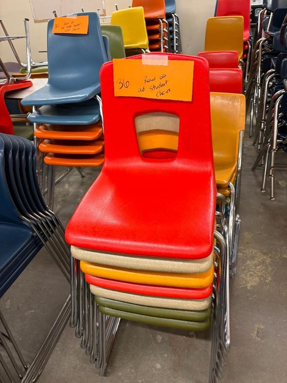 Lot of 36, Molded Plastic & Chrome School Chairs