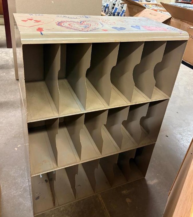 Metal Slotted Storage Cabinet, 18 Storage Spaces