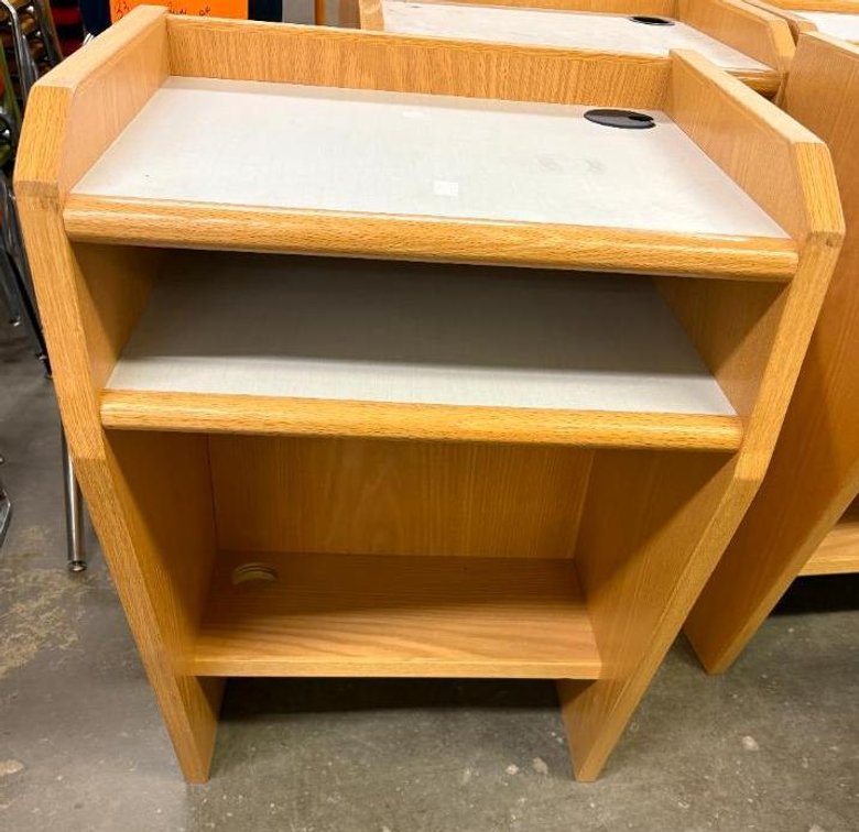 Commercial Speakers Podium, Solid Wood Construction, 2 Shelves, Work Area