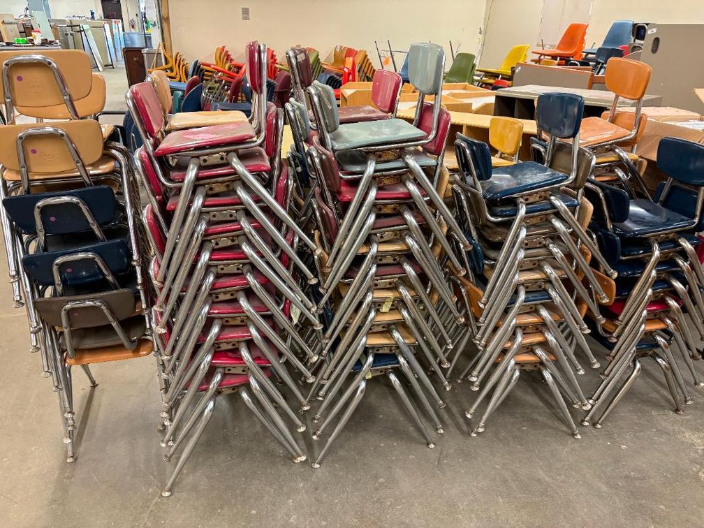 Lot of 30+, Chrome and Heavy-Duty Composite School Chairs