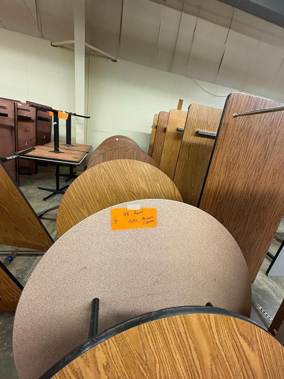 Lot of 6, Various Laminate Top Styled 48in Round Adjustable Height Tables