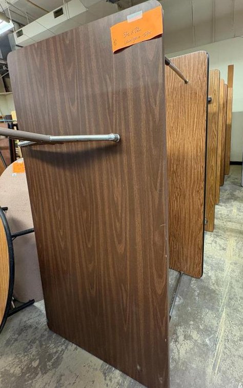 Lot of 6, 72in x 36n Wood Grain Laminate Top, Adjustable Height Work Tables