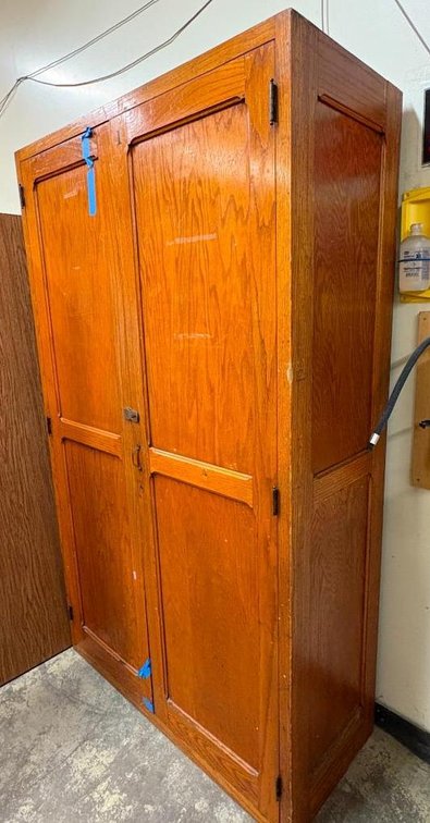 Vintage Wood 2-Door Storage Cabinet w/ 30 Interior Wood Slide Drawers, 78in H
