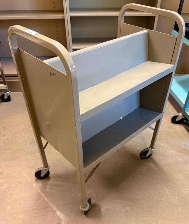Double Sided Metal Library Book Cart