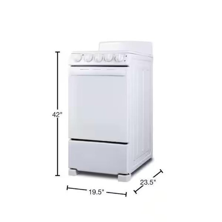 New in Crate: Summit RE203W, 20in w. Electric Stove w/ 4 Burners, White, 220v, 1ph