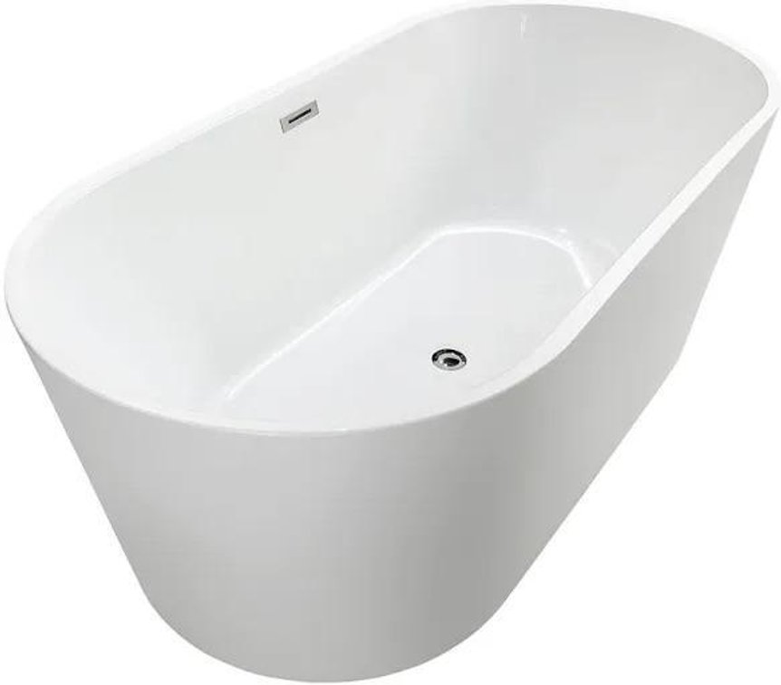 NEW, Vanity Art VA6815-NLW Domme 58 5/8 Inch Freestanding Acrylic Bathtub with Non-slip Surface - White