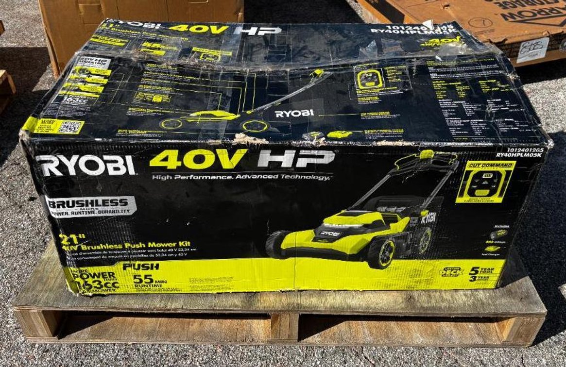 New, Ryobi, 40v HP 21in Brushless Push Mower, w/ Battery & Charger, RY40HPLM05K