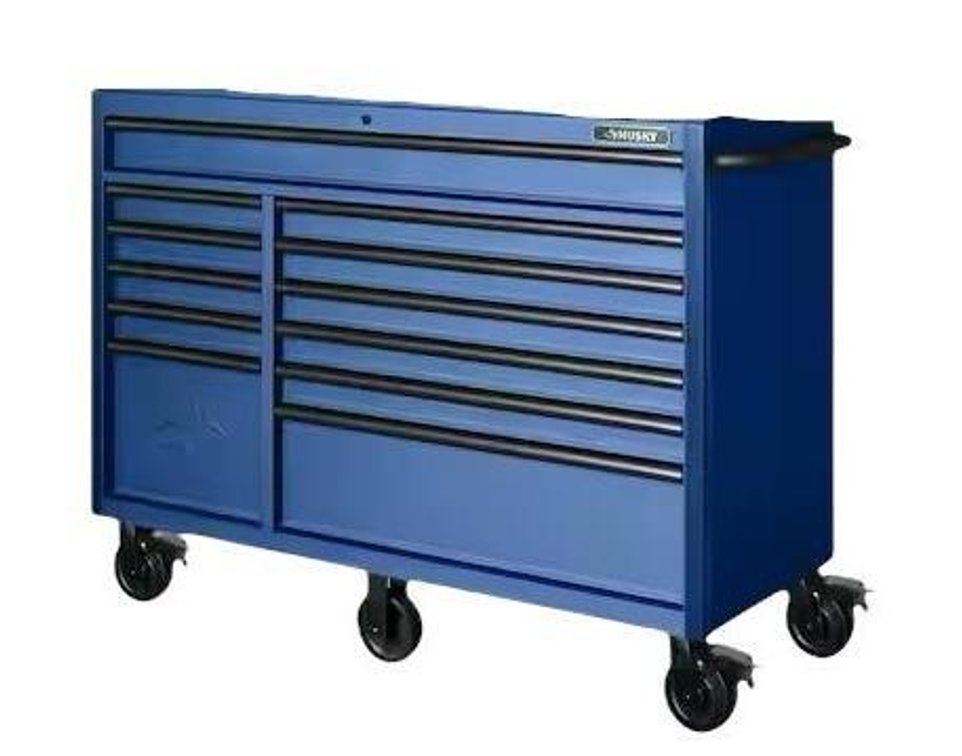Husky 56in Heavy-Duty Tool Cabinet, Blue, New in Case, SKU: 1005529811 (Base Cabinet Only)