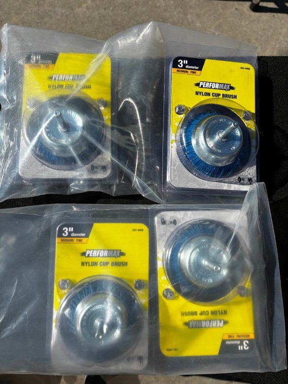 New, Lot of 4, Performax 3in Medium/Fine Nylon Cup Brush Wheels