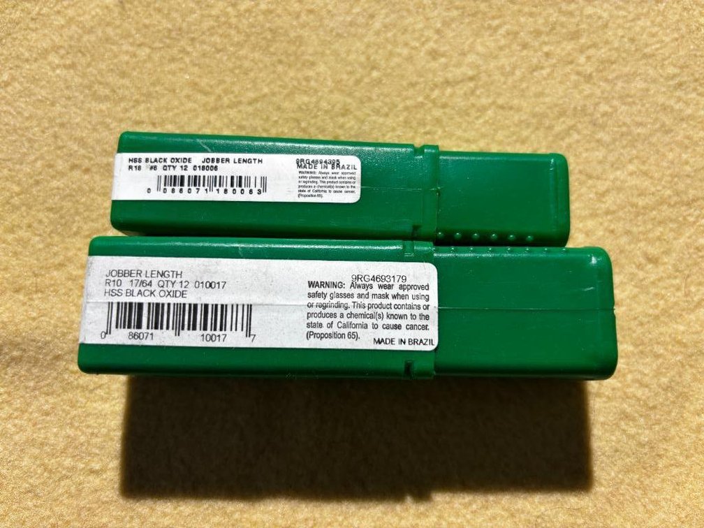New, Lot of 2, Precision HSS Black Oxide Jobber Length R18 #6 Qty 12 & R10 17/64, Brazil